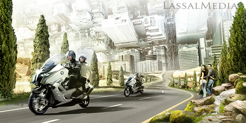 LassalMedia – photorealistic key visuals for a BMW Scooter campaign. 
