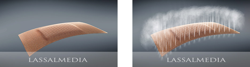 LassalMedia - photorealistic previsualization of band aid air effect for DraftFCB and Beiersdorf