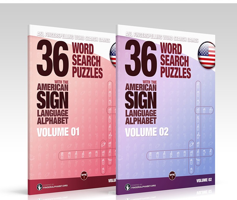 ASL Fingerspelling Games – Word Search Puzzles for Grownups – Volumes 01+02