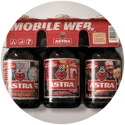Astra Beer Bottle Labels for Mobile Web Campaign